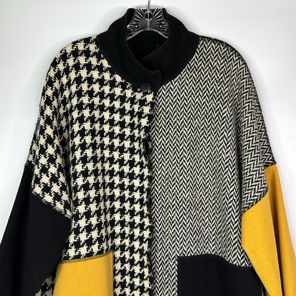 Vintage Frank Murphy Patchwork Wool Button Up Oversized Sweater XXL - Picture 2 of 9